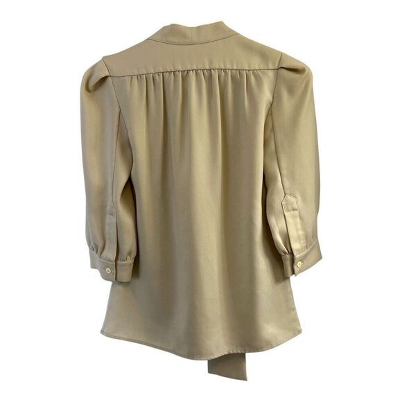 Authentic Mulberry Ivory Cream Blouse Button Down Bow Tie Size 2 - Picture 2 of 10